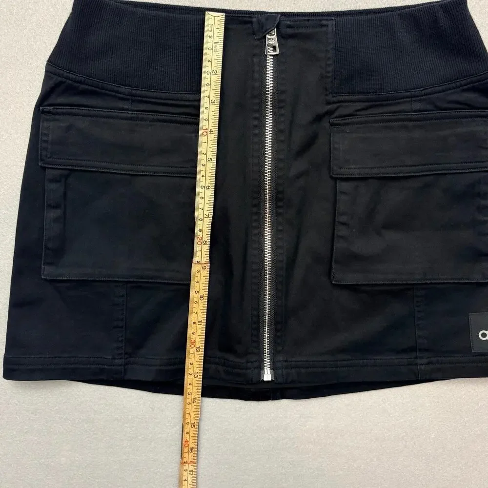 Alo Yoga Night Out Cargo Skirt Black Front Zip Cargo Mini Skirt Size S